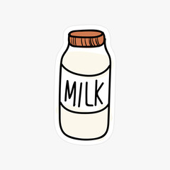 Sticker - Bottle of milk isolated on background vector
