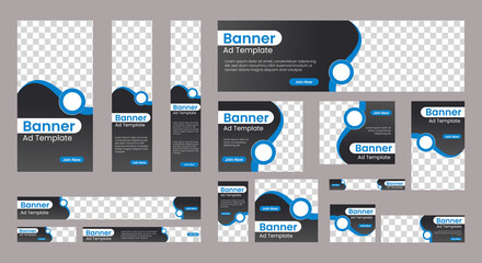 business black banner design web template set, horizontal header web banner. modern cover header bac