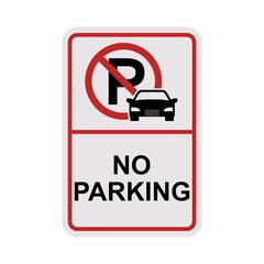 Poster - No car or no parking traffic sign isolated on white background