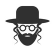 Bearded Jew with hat and sunglasses. Icon of Hasid