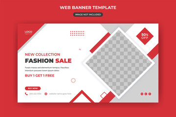 Wall Mural - Fashion sale web banner and website cover or social media post template