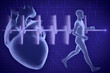 3d illustration of man running on background of Cardiogram. 3d rendering of people - human character.