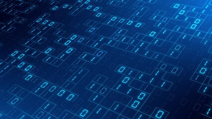 Poster - Abstract digital background in 4K - varying binary code in mosaic arrangement divided with square frame elements in randomly - data storage business technology network concept