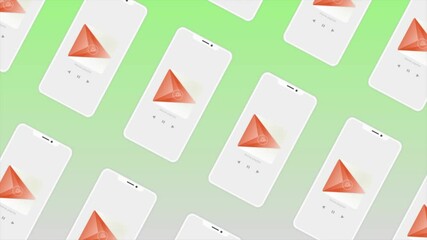 Aufkleber - A demonstration of the mobile phone APP icon on a screen. Motion. Rows of mobile phone screen silhouettes on a colorful background.