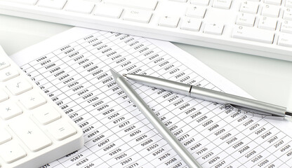 Poster - Business graphs and charts report with keyboard computer on desk of financial advisor. Financial abstract concepts.