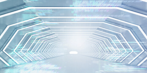 Poster - Light Corridor modern background. Futuristic Sci-Fi Tunnel. 3D Rendering