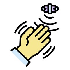 Poster - Hand motion sensor icon. Outline hand motion sensor vector icon color flat isolated
