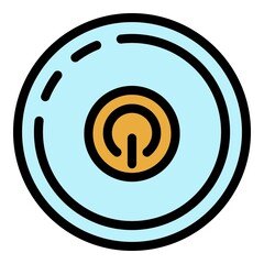Poster - Smart speaker top view icon. Outline smart speaker top view vector icon color flat isolated