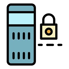 Poster - Lock smart speaker icon. Outline lock smart speaker vector icon color flat isolated