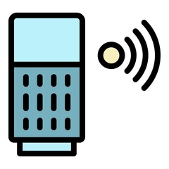 Poster - Wifi smart speaker icon. Outline wifi smart speaker vector icon color flat isolated