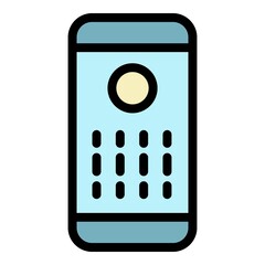 Poster - Smart speaker front view icon. Outline smart speaker front view vector icon color flat isolated