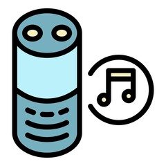 Poster - Smart speaker music icon. Outline smart speaker music vector icon color flat isolated