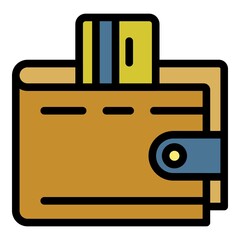 Poster - Credit card wallet icon. Outline credit card wallet vector icon color flat isolated