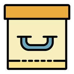 Poster - Closed archive box icon. Outline closed archive box vector icon color flat isolated