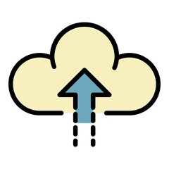 Poster - Upload to the cloud icon. Outline upload to the cloud vector icon color flat isolated