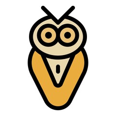 Poster - Owl bird icon. Outline owl bird vector icon color flat isolated