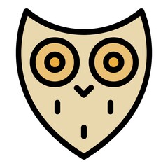 Sticker - Stylized owl head icon. Outline stylized owl head vector icon color flat isolated
