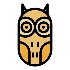 Poster - Oval eared owl icon. Outline oval eared owl vector icon color flat isolated