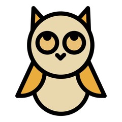 Poster - Baby owl looking up icon. Outline baby owl looking up vector icon color flat isolated