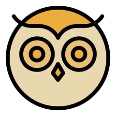 Poster - Round owl face icon. Outline round owl face vector icon color flat isolated