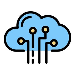 Poster - Cloud storage icon. Outline cloud storage vector icon color flat isolated
