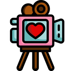 Wall Mural - wedding video line icon