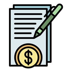 Poster - Sign money contract icon. Outline sign money contract vector icon color flat isolated