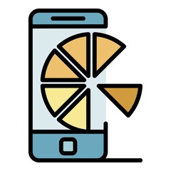 Poster - Money graph pie icon. Outline money graph pie vector icon color flat isolated