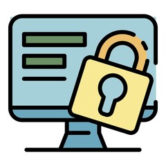 Poster - Web money security icon. Outline web money security vector icon color flat isolated