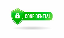 Confidential Green Stamp Vector, Isolated On White Background. Flat Icon. Vector Illustration. Vector Illustration Eps 10