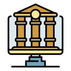 Poster - Web bank icon. Outline web bank vector icon color flat isolated