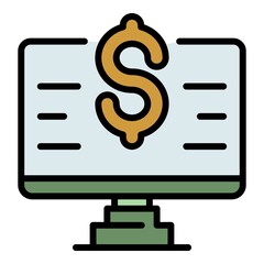 Poster - Web money monitor icon. Outline web money monitor vector icon color flat isolated