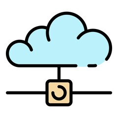Poster - Cloud hosting icon. Outline cloud hosting vector icon color flat isolated