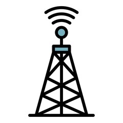 Wall Mural - Communication transmitter icon. Outline communication transmitter vector icon color flat isolated