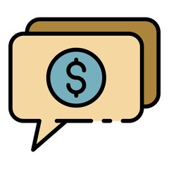 Wall Mural - Chat bubbles and dollar icon. Outline chat bubbles and dollar vector icon color flat isolated