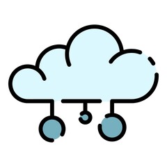 Poster - Cloud server icon. Outline cloud server vector icon color flat isolated