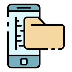 Poster - Smartphone and folder icon. Outline smartphone and folder vector icon color flat isolated