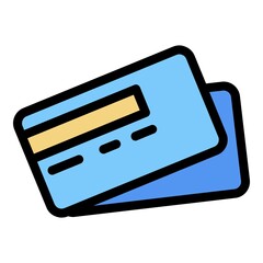 Poster - Credit card icon. Outline credit card vector icon color flat isolated