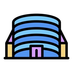 Poster - Mall building icon. Outline mall building vector icon color flat isolated