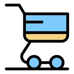 Poster - Shop cart icon. Outline shop cart vector icon color flat isolated