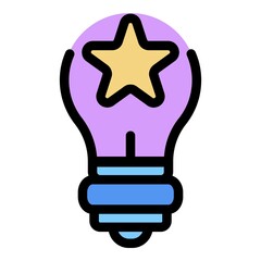 Canvas Print - Star bulb icon. Outline star bulb vector icon color flat isolated