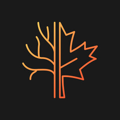 Poster - Maple tree gradient vector icon for dark theme. Official canadian emblem. Species of trees and bushes growing in Canada. Thin line color symbol. Modern style pictogram. Vector isolated outline drawing