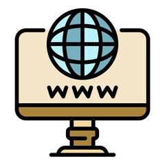 Poster - Computer domain icon. Outline computer domain vector icon color flat isolated