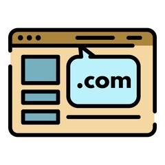 Poster - Web site domain icon. Outline web site domain vector icon color flat isolated