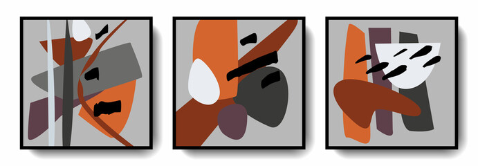Aufkleber - A set of abstract maps with hand-drawn doodles.Hand-drawn details.Cubism.Children's illustration
