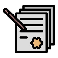 Poster - Judge papers icon. Outline judge papers vector icon color flat isolated