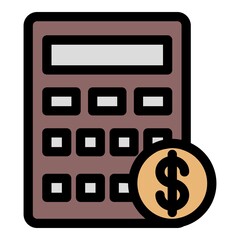 Poster - Money calculator icon. Outline money calculator vector icon color flat isolated