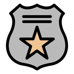 Poster - Police sign icon. Outline police sign vector icon color flat isolated