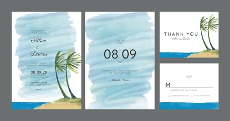 Wall Mural - wedding cards, invitation. Save the date sea style design. Romantic beach wedding summer background	
