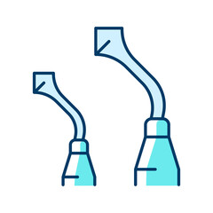 Burnisher RGB color icon. Dental hand instrument. Polishing teeth fillings. Carving dental material. Restoration procedure. Smoothing amalgam. Isolated vector illustration. Simple filled line drawing